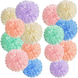 BestoFun Pastel Tissue Paper Pom Poms
