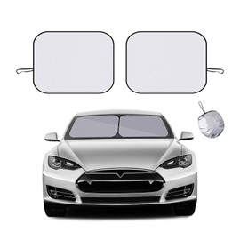 Ziciner 2 PCS Car Windshield Sun Shade, Auto Sun Heat and UV Rays Blocker, 24"×29" Foldable Automotive Front Window Sunshade Protector, Universal Vehicle Interior Accessories (Silver-S)