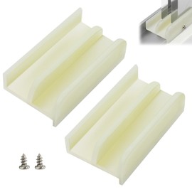 M6219 Sliding Shower Door Bottom Guide with Screws for Sliding Shower Glass Door (Top Hung) Tub Enclosure Systems Divider Track Guide Shower Door Replacement 1/2 in Channels Fits (2 Pack)