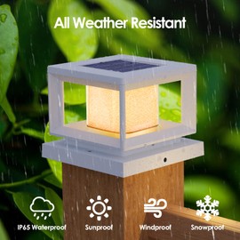 Mlambert 8 Pack Solar Post Lights Outdoor, Waterproof Fence Cap for Deck, 4x4 6x6 Wooden Vinyl Outdoor Lights with Shinning Effect, White