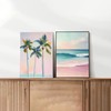 2Pcs Pink Beach Canvas Wall Art, Peach Palm Tree Canvas