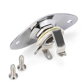 Chrome 1/4inches (6.35mm) Guitar Bass Oval Jack Plate Socket Pickup Output Input Indented