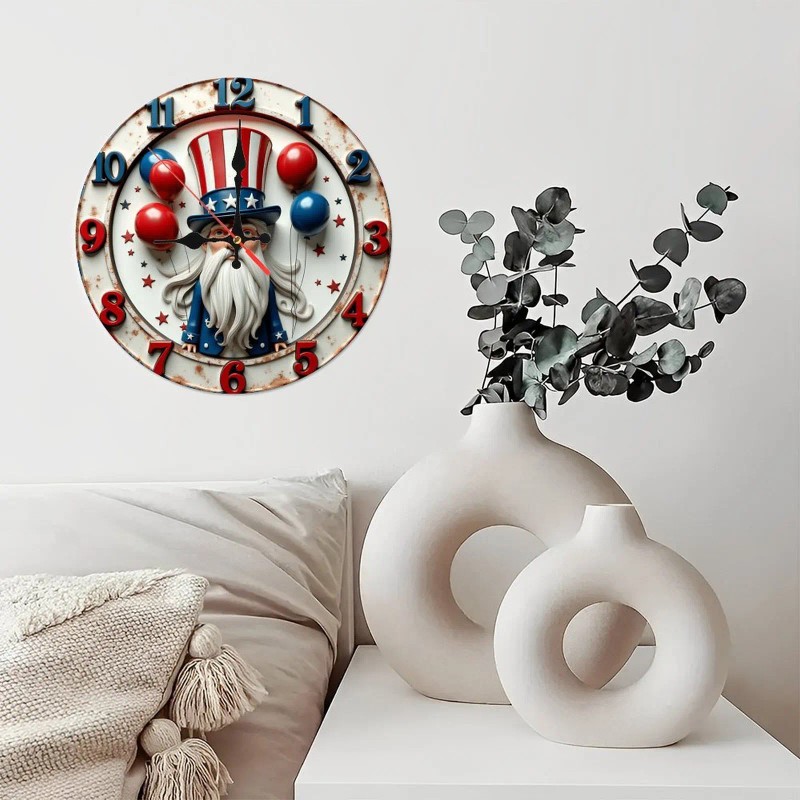 10-Inch Custom Wooden Clock for a Carpenter with Tool Silhouettessheet