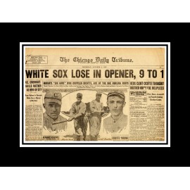 CHICAGO BLACK SOX SCANDAL 1919 MATTED PHOTO OF WORLD SERIES GAME 1 NEWSPAPER
