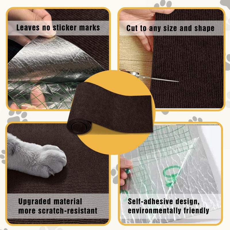 Cat Scratch Mat, 3PCS 39.4"x11.9" DIY Trimmable Self-Adhesive Cats Scratching