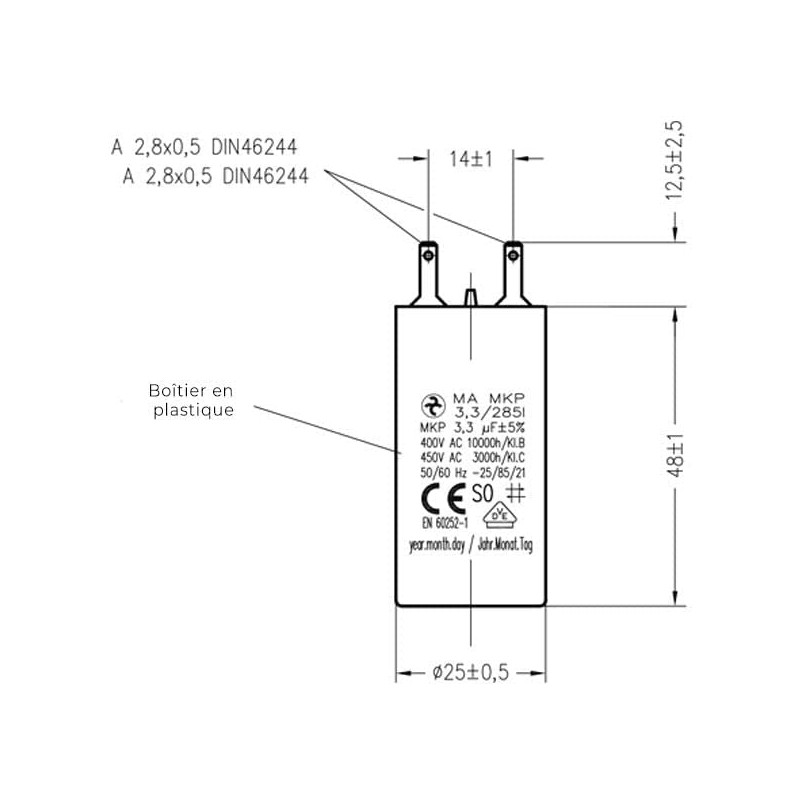 Capacitor 3.3µF for Roller Shutters or Blinds