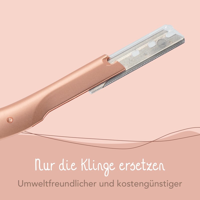 Bamboozy Eyebrow Razor with 5 Premium Blades - Reusable Metal