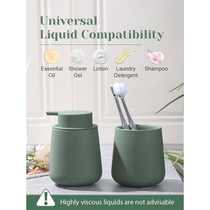 INGOFIN Ceramic Lotion Dispenser - 12oz Refillable Hand Soap Dispenser