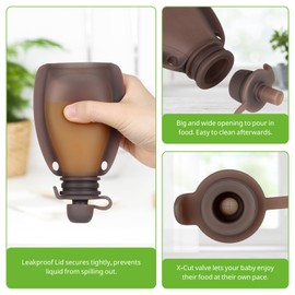 Nearbyme Reusable Silicone Food Pouches - 2 Pack Squeeze Pouches, Food Grade Silicone Pouches for Yogurt and Purees