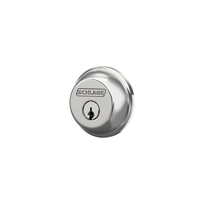 SCHLAGE B60N625 Deadbolt, Keyed 1 Side, Bright Chrome