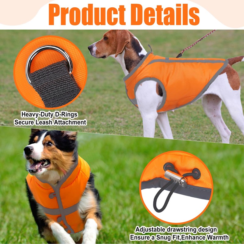 Reflective Dog Hunting Vest with Fleece Lining for Small Dogs,Hi-Visibility