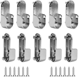 Taiyyi Clothes Rail Holder with Screws Metal Oval Clothes Rail Holder for Wardrobe Rail Hanger Clothes Rod Holder Pack of 10