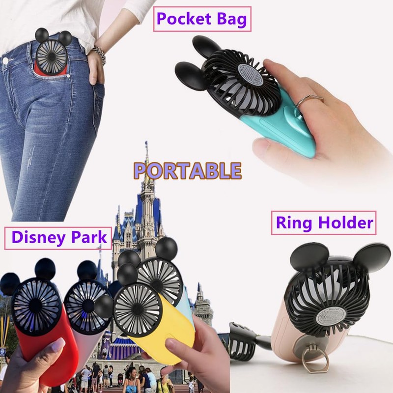Generic Cute Mouse Personal Mini Fan, Handheld USB Rechargeable Fan
