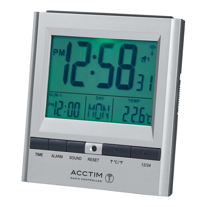 Acctim 71717x Chula RC Digital LCD Alarm Clock in Silver