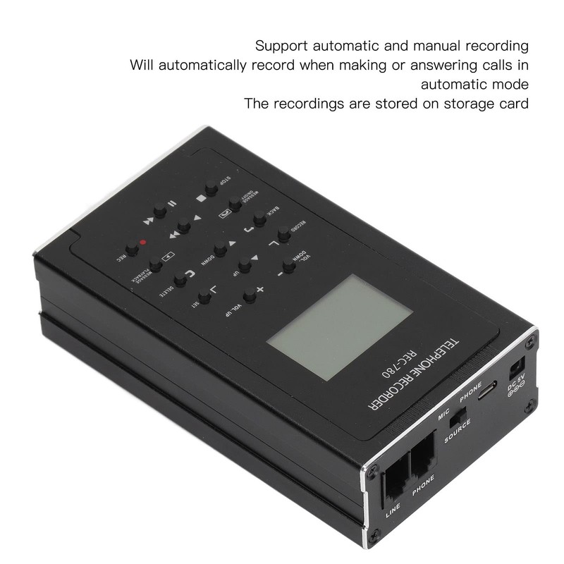 Telephone Recorder, Built-in 32GB Storage, Mini Automatic Telephone Recording Device,