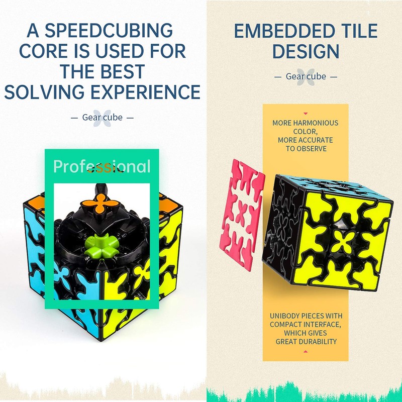 Gear Cube 3x3 with Three-Dimensional Gear Structure, Embedded Tile Design