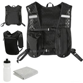 Chaleco de Hidratación para Correr con Botella Suave de 550ml, Toalla de Enfriamiento Refrescante Deportiva y Mochila de Agua Ajustable para Trail Running, Maratón, Escalada, Ciclismo
