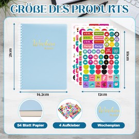 Fettwal Undated Weekly Planner 2025, Diary 2025 A5, Weekly Calendar 2025, Book Calendar, Pocket Calendar, Weekly Calendar 2025, with 4 Stickers, Ring Binder 52 Weeks (Blue)