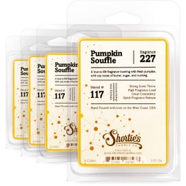 Shortie's Candle Company Pumpkin Souffle Wax Melts Bulk Pack - Formula 117-4 Highly Scented 3 Oz. Bars (12 Oz. Total) - Made with Natural Oils - Bakery & Food Air Freshener Cubes Collection