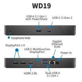 Dell Docking Station WD19 130W, Performance Dock WD19 with 130W Power Adapter + 90W Power Delivery + HDMI Cable + DisplayPort Cable (New)