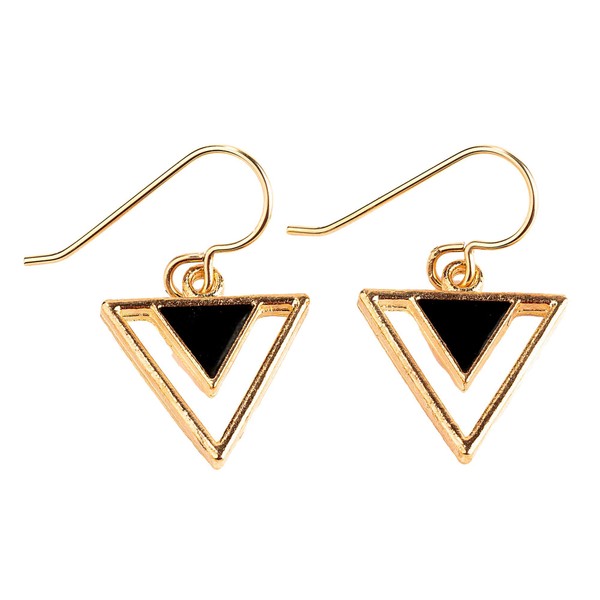 Tribal Triangle Dangle Earrings |Gold Geometric Bohemian Drop Earrings |