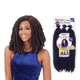 FreeTress Crochet Braids 3X Pre-Fluffed Water Poppin Twist 20" (1-pack, GREY)