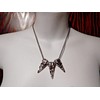 Three Bird Skull Pendants on Bronze Chain Necklace Crow Raven