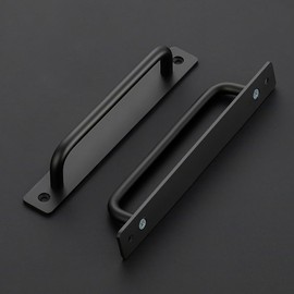 Ravinte Barn Door Handles 6 Pack Sliding Door Handle 8.8" Hole Center Barn Door Handles Black Cabinet Handles Door Pull Handle Zinc Alloy Door Pulls with Plate for Sliding Closet Door Handle