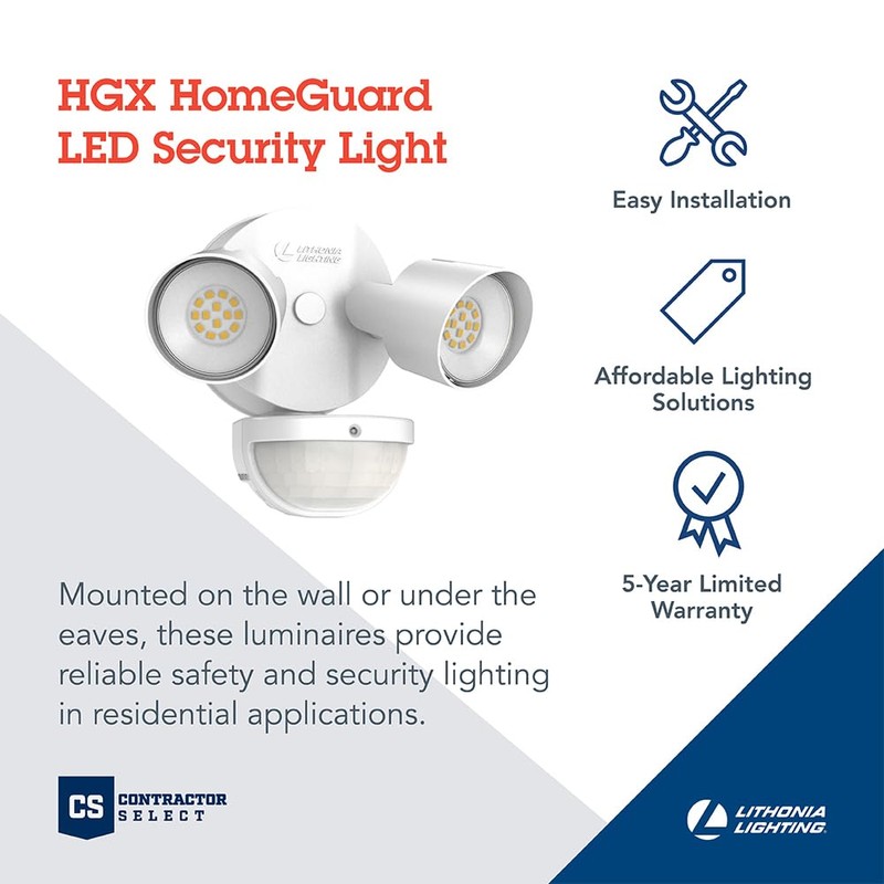 Lithonia Lighting HomeGuard 2-Light LED Outdoor Flood Lights, Motion Sensor