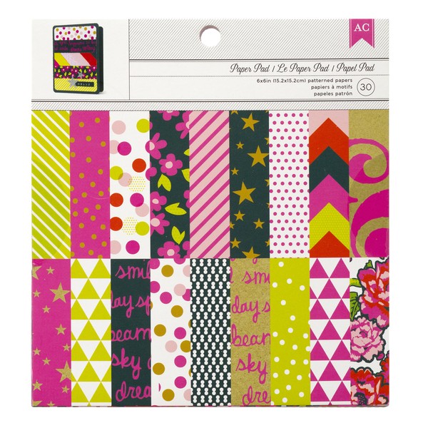 American Crafts Neon Paper Pad, 6 by 6"