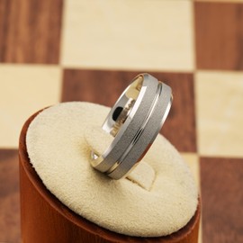 100S JEWELRY White Gold SandBlasted Finish Center Groove Tungsten Rings For Men Women Wedding Promise Engagement Band Sizes 6-16 (Tungsten, 9.5)