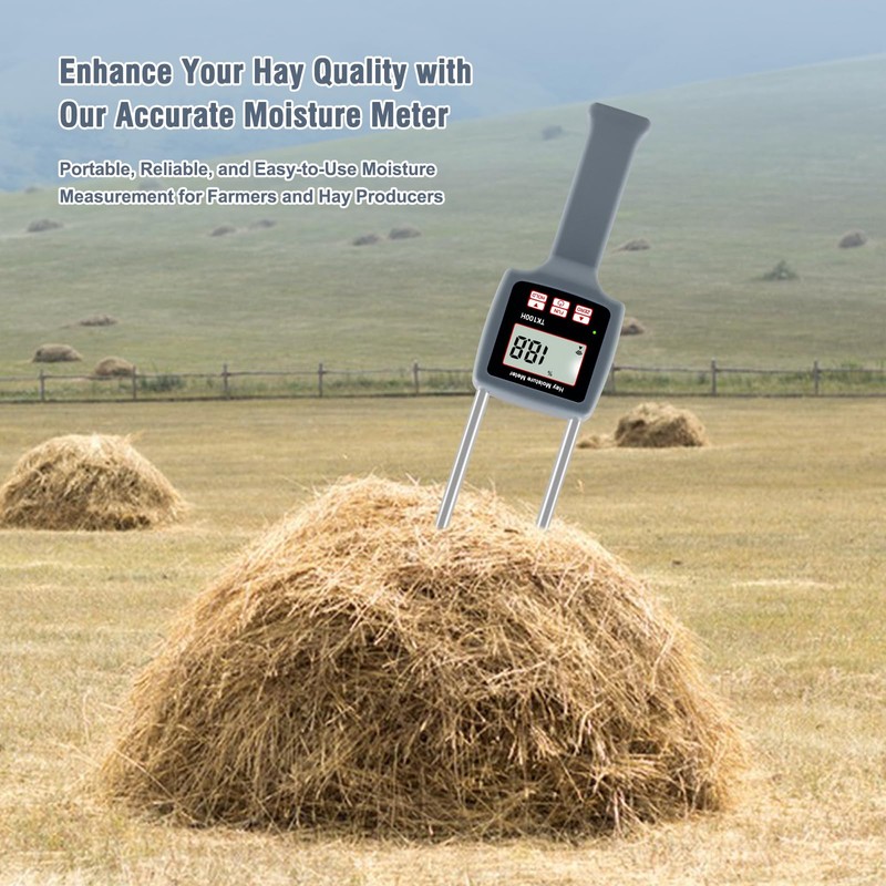 Hay Moisture Tester, Portable Hay Moisture Meter, Straw, Forage Grass,