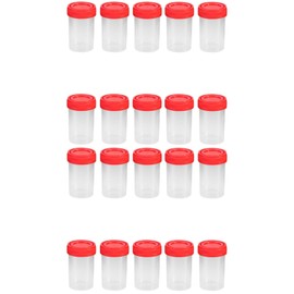 VILLCASE Specimen Cups, 60ml Sterile Sample Cups Urine Sample Container Lab Graduated Test Cups with Lid Clear Urine Sample Jars Semen Sample Collection for Testing, 20 pcs