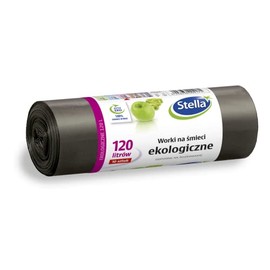 Stella 004171 Bin Liners Eko 120 L | Pack of 10 | Rubbish Bags for Household Waste Office Made of Thick LDPE Regranulate Film Colour: Black