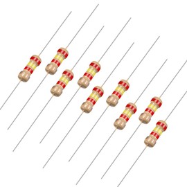 sourcing map Axial Carbon Film Resistors 2.4 kOhm 0.25 W 5% Tolerance 4 Colour Ribbons Pack of 100
