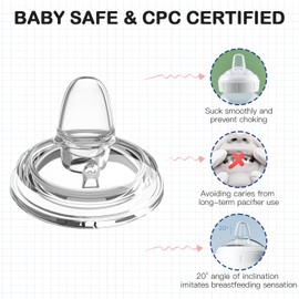 Sippy Spout Nipples for Dr. Browns Wide Neck Baby Bottles, Transition Straw Sippy Cup 100% Food Grade Silicone Soft Nipple, 6m+, Pack of 4