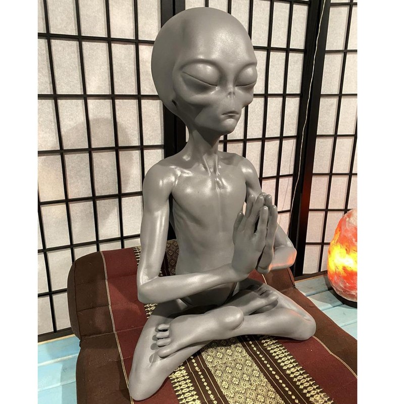 Tnfeeon Meditating Statue Garden Art Sculpture Extraterrestrial Figurines for Indoor