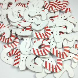 ABOOFAN 50pcs Christmas Painting Button Wooden Crafts Buttons Christmas Doll Button Wooden Sewing Buttons Holiday Sewing Craft Christmas Scrapbooking Button Manual Bamboo Wooden Buttons