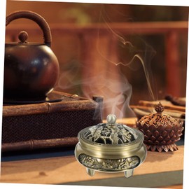 Cabilock Chinese Style Alloy Incense Holder Decorative Censer for Aromatherapy Meditation and Home Decor Unique Indoor Ornament for Tea House and Study