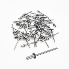 TUKEVA 4 x 8 mm Stainless Steel Flat Head Sealing Rivets Closed Rivets Blind Rivets Stainless Steel Rivets with Flat Head for Industrial Metal Wood Plastic Stainless Steel etc. (4 x 8 mm)