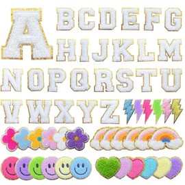 56 Pieces - Chenille Letter Patches for Clothes | Self Adhesive | Preppy Stickers - Varsity - Backpack - Hat - Vest | Girls and Boys (Multicolor - 2.17 inch)