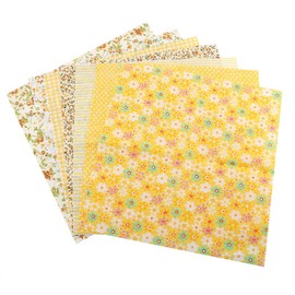 QANYEGN 7 Pieces Cotton Fabric, Squares Bedding Fabric, Fabric Pack, Square Cotton Fabric Quilting for Quilting, Patchwork, Apparel (Yellow Flower, 50 x 50cm)