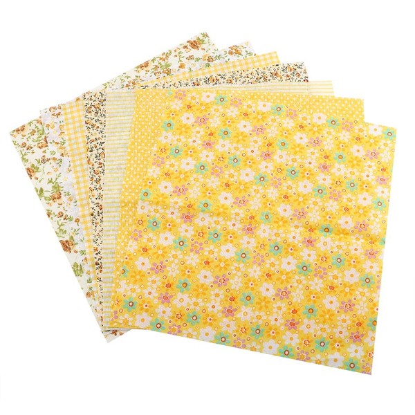 QANYEGN 7 Pieces Cotton Fabric, Squares Bedding Fabric, Fabric Pack,