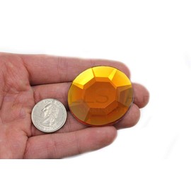 Allstarco 45mm Large Acrylic Cosplay Gems Flat Back Plastic Rhinestones For Jewelry Making, Costumes, Scrapbooking, Props, Crafts Embelishments 2PCS (Orange Hyacinth H125)