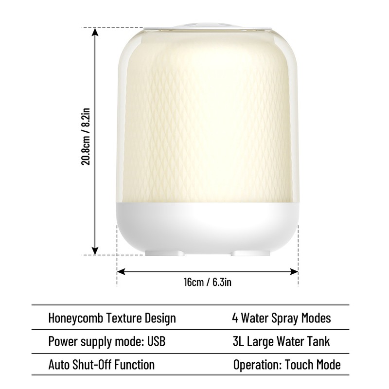 3L Cool Mist Humidifier with Two Nozzles Four Mist Levels
