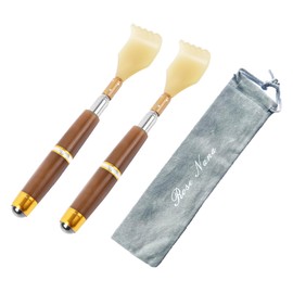 Grandson's Hand Stylish, 5 Levels of Stretch, Stretches up to 20.9 inches (53 cm), Portable, Back Scratcher, Antibacterial Resin Material, Includes Massage Ball, Pack of 2 (Brown)