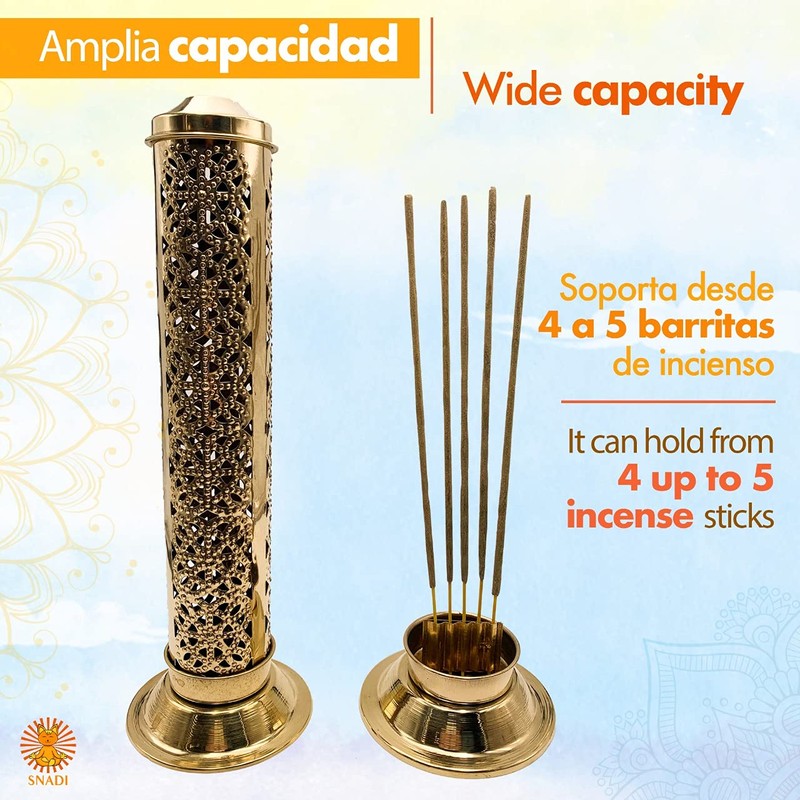 Gold Plated Brass Incense Burner - 27 cm high, base