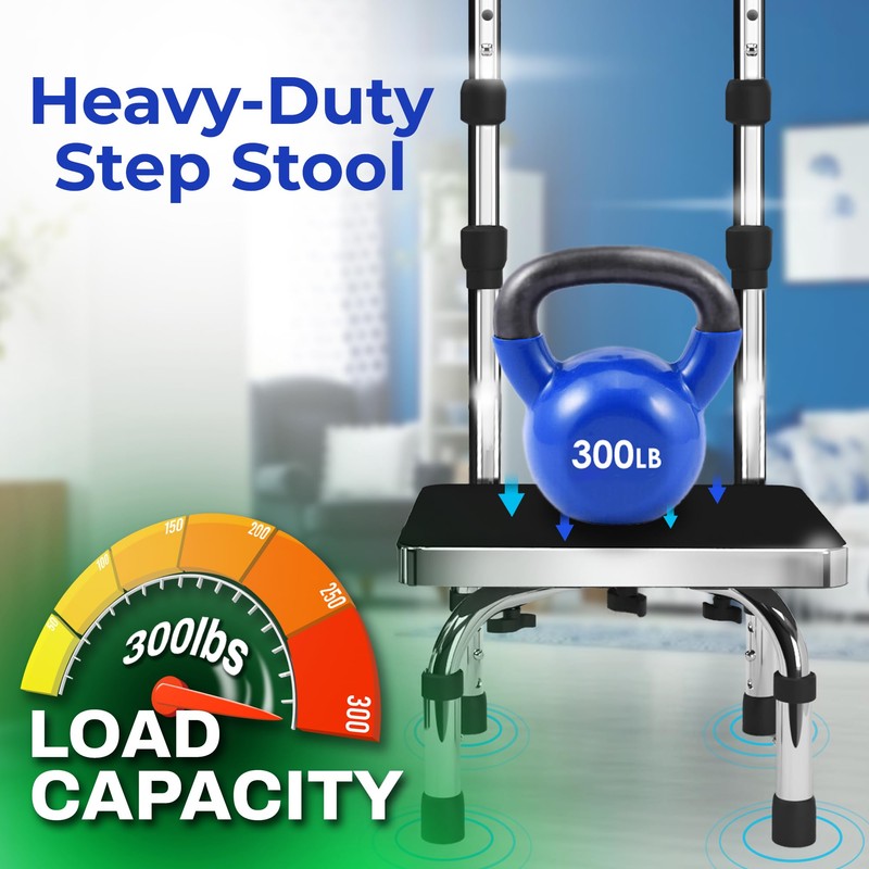 JJ CARE Step Stool with Handle for Elderly (300 lbs.