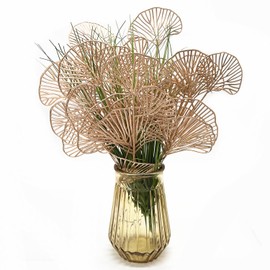 Golden Ginkgo Leaves Stems Christmas Decoration, Artificial Plants Fake Plastic Simulation Apricot Leaf Grass for Wedding Party Indoor Home Office DIY Crafts Flowers Bouquet Xmas Gold Decor - 12 Pack