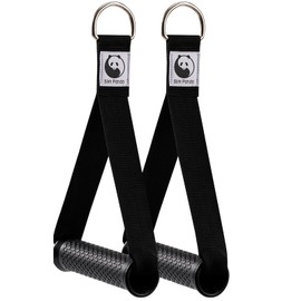 Slim Panda Set of 2 Single-Handle Lat Pull Handle for Fitness Bands Set, Ideal for Workout on the Pulley, Cable Pull Station or Power Tower, Exercise, Black